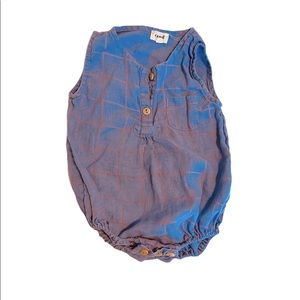 Oeuf linen windowpane romper